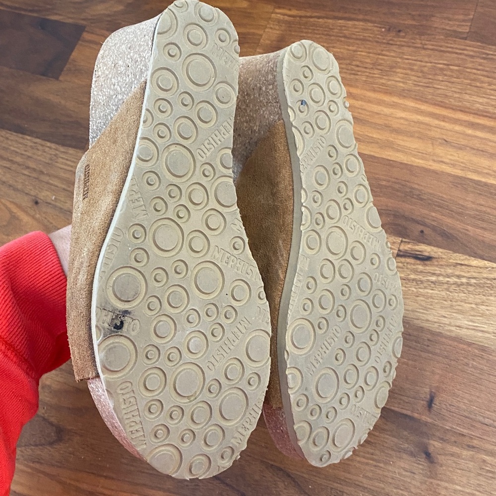 Mephisto Lisane Tan Leather Slide Sandals Size 35 - Picture 3 of 5